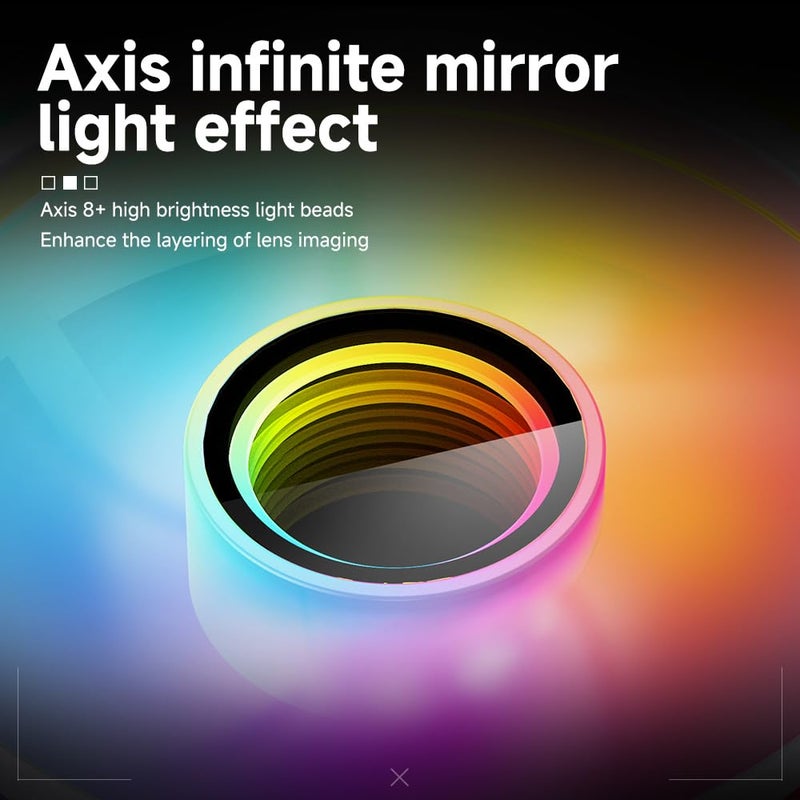 Jungle Leopard Prism6 MAX X3 120mm ARGB PC Case Fan - 3-Sided Infinite Mirror & Axis Infinite Mirror Light Effect，800-1850±10% RPM 120mm PWM Case Fan for PC Case(Triple Pack Black) - Image 4